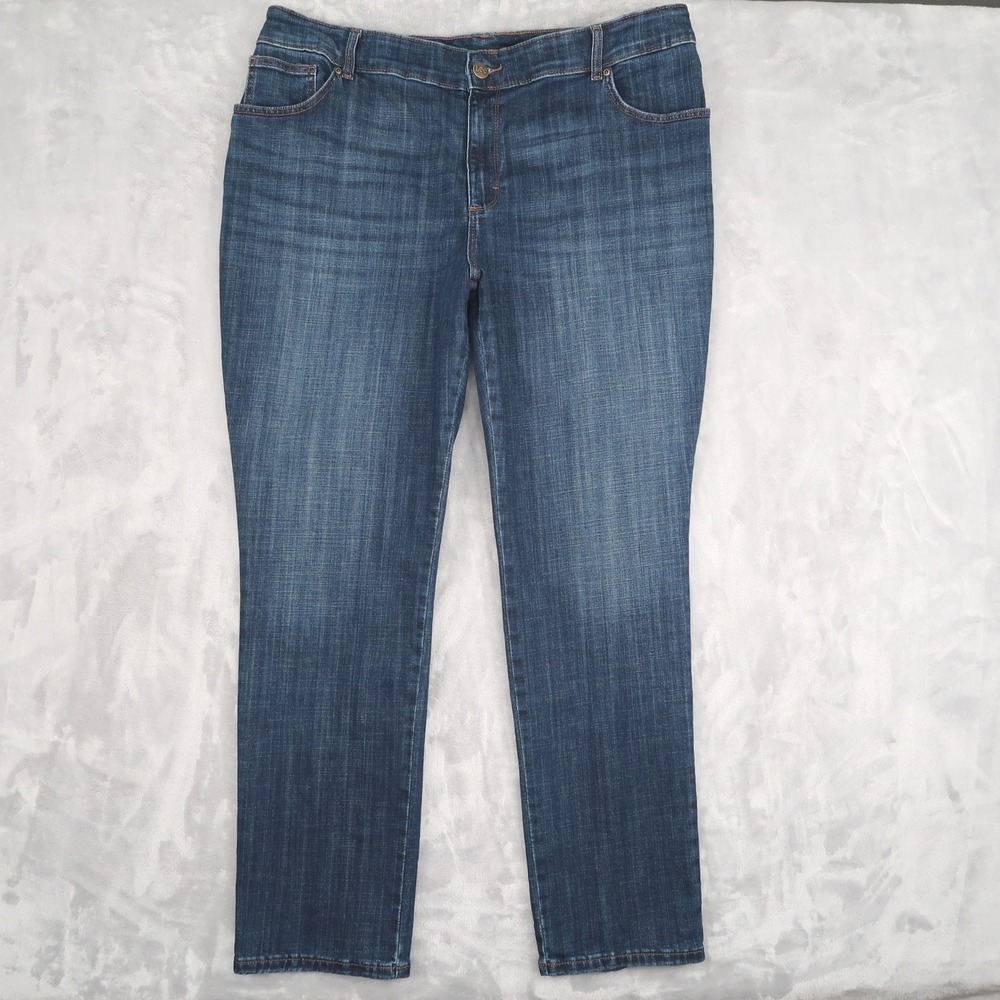Lee Plus Straight Leg Jeans Womens 22W Long Fit 38x33 Blue Relaxed Tall Mid Rise